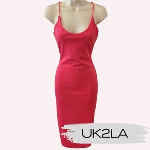 UK2LA Hot pink fuschia cocktail Midi-dress